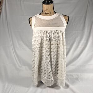 White Crochet Look Boho Tank Women’s Size L